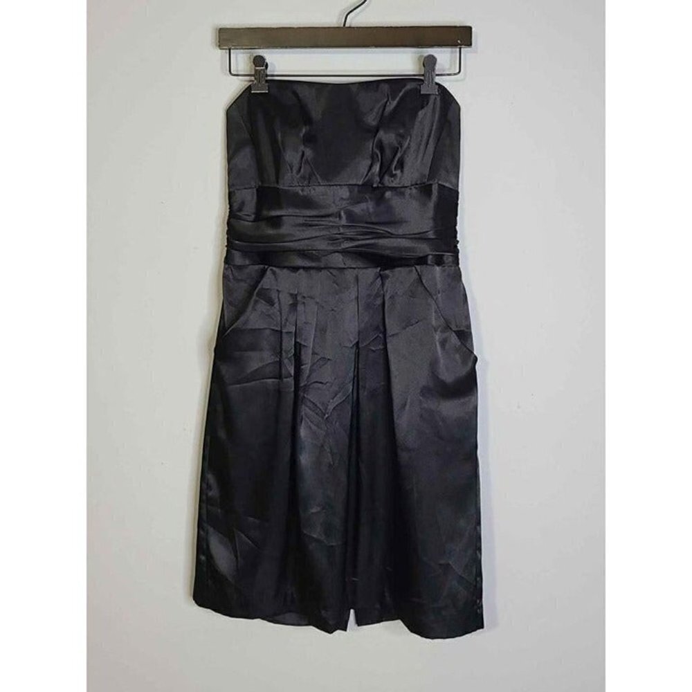 Davids Bridal Womens A Line Black Strapless Prom Cocktail Party Formal Dress 8